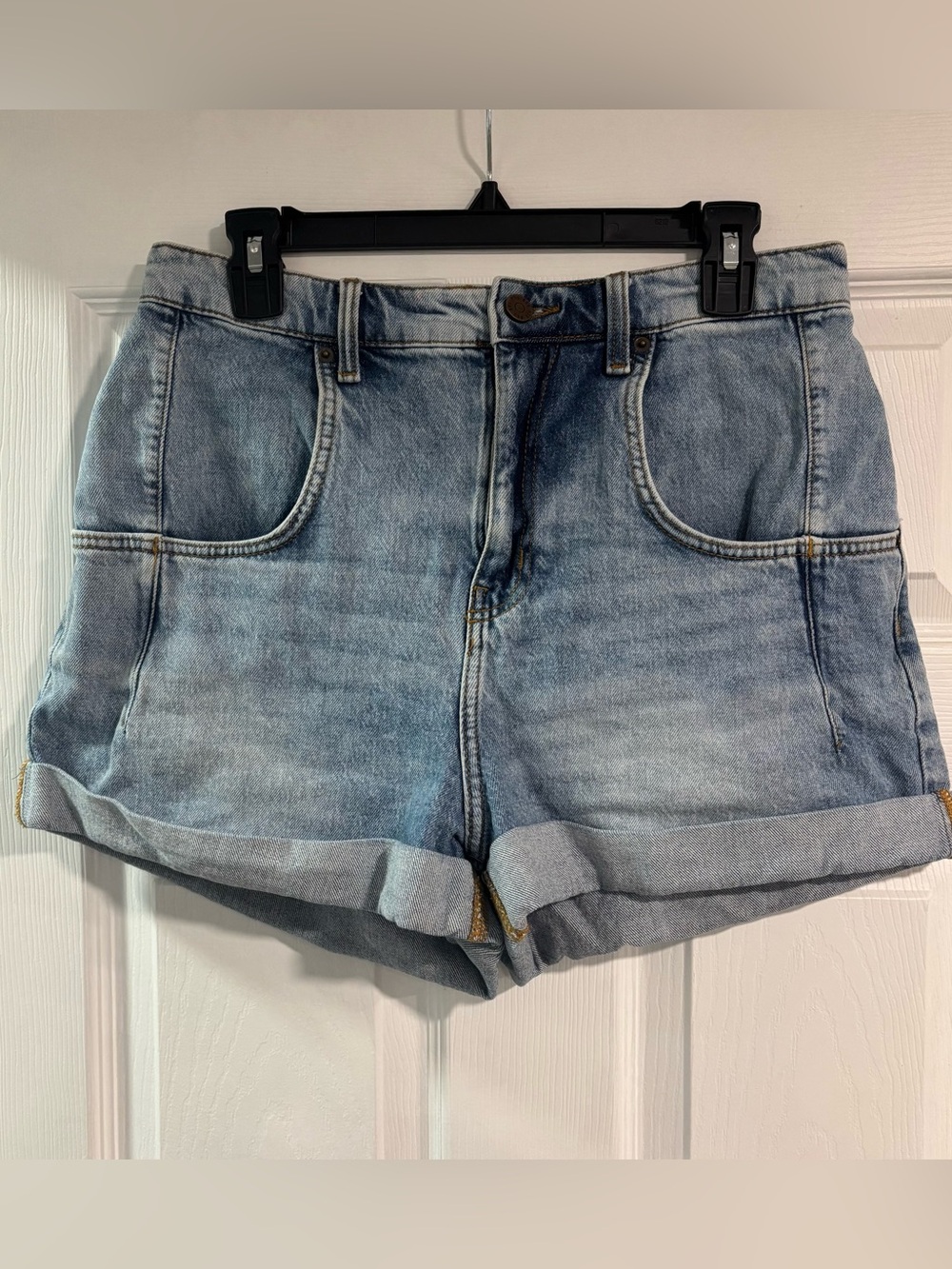 BDG Light Blue Denim High-Rise Roll-Cuff Women's Shorts